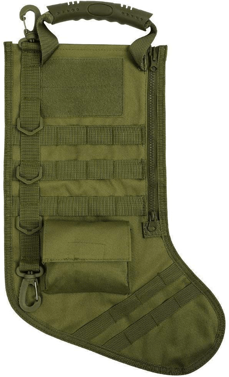 AIRSOFTPEAK Tactical Christmas Stocking Bag Design, Christmas Decoration Gift, Military with Molle Gear Webbing for Outdoor Hunting Shooting Home & Garden > Decor > Seasonal & Holiday Decorations& Garden > Decor > Seasonal & Holiday Decorations AIRSOFTPEAK 1 Pack - Green  