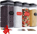 Airtight Extra Large Food Storage Containers - Set of 4, All Same Size - Kitchen & Pantry Organization - Cereal, Spaghetti, Noodles, Pasta, Flour and Sugar Containers - Plastic Canisters with Lids Home & Garden > Household Supplies > Storage & Organization Chef's Path Black - Pack of 4  