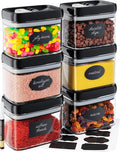 Airtight Extra Large Food Storage Containers - Set of 4, All Same Size - Kitchen & Pantry Organization - Cereal, Spaghetti, Noodles, Pasta, Flour and Sugar Containers - Plastic Canisters with Lids Home & Garden > Household Supplies > Storage & Organization Chef's Path Black - 6 x 1L  
