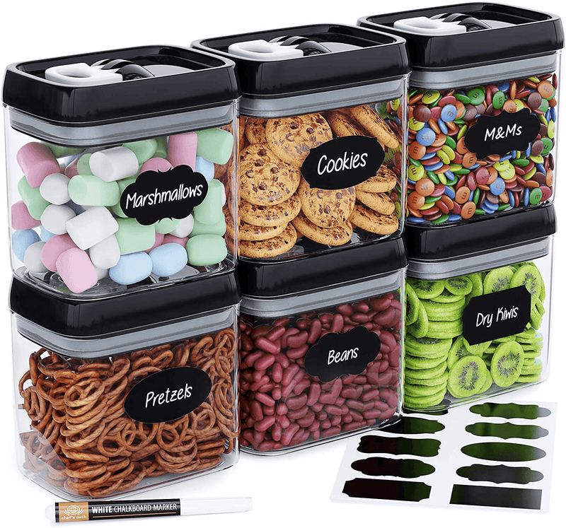 Airtight Food Storage Container Set - Set of 6, All Same Size, Includes Labels & Marker - Kitchen & Pantry Organization Dry Food Containers, Bpa-Free - Clear Plastic Canisters with Improved Lids Home & Garden > Kitchen & Dining > Food Storage Chef's Path   