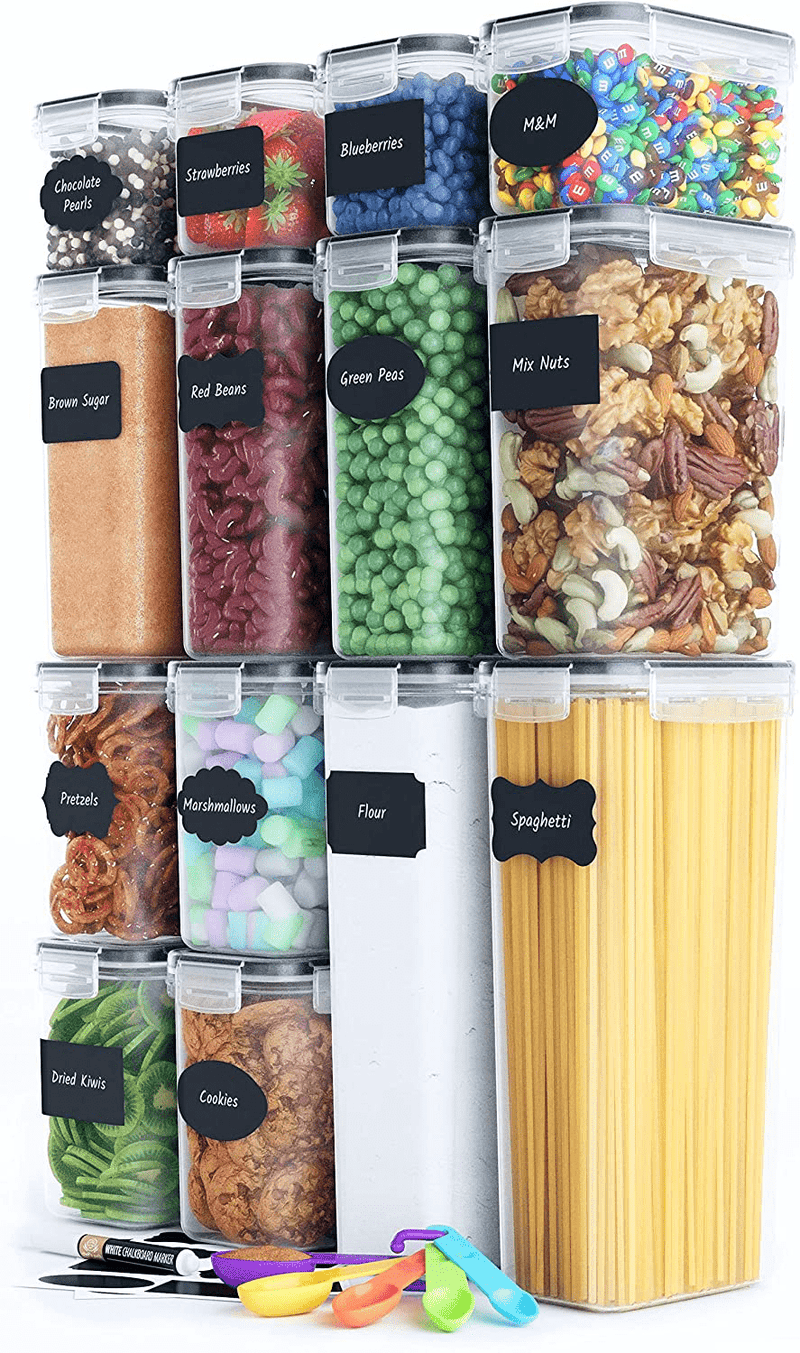 Airtight Food Storage Containers Set [14 Piece] - Kitchen Pantry Organization and Storage, BPA-Free, Plastic Canisters with Durable Lids Ideal for Cereal, Flour & Sugar - Includes Labels, Marker & Spoon Set (14) Home & Garden > Kitchen & Dining > Food Storage Chef's Path 14  