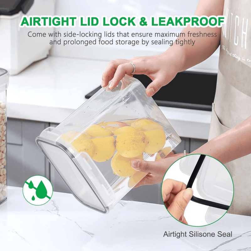 Airtight Food Storage Containers Set [25 Pack] Kitchen & Pantry Organization Containers for Dry Food, Flour & Sugar, BPA Free Plastic Cereal Container with Easy Lock Lids, Labels, Marker & Spoon Set