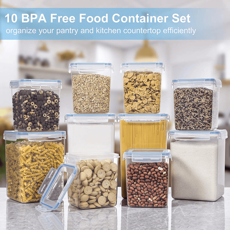 Airtight Food Storage Containers with Lids, Pantrystar 10 PCS BPA Free Kitchen Storage Containers for Flour, Sugar, Baking Supplies, Plastic Canisters for Pantry Organization and Storage
