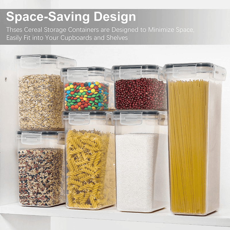 Airtight Food Storage Containers with Lids, Pantrystar 7 PCS BPA Free Kitchen Storage Containers for Spaghetti, Pasta, Dry Food,Flour and Sugar, Plastic Canisters for Pantry Organization and Storage