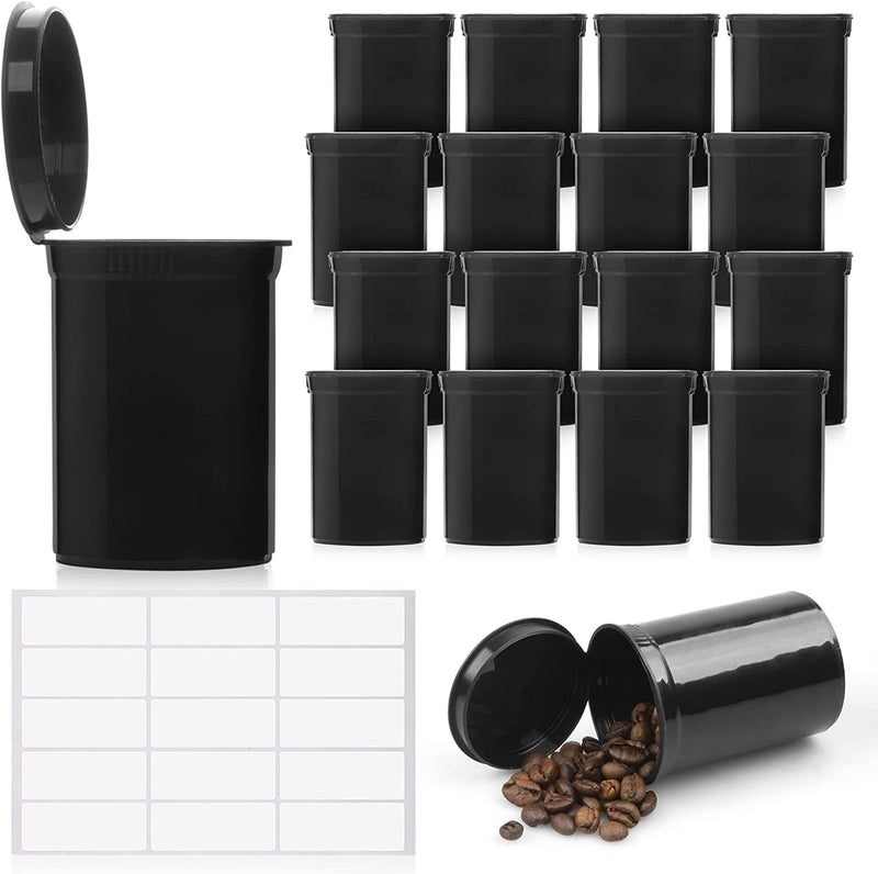 Airtight Storage Jar Containers with Lids and Labels - Black 30 Dram Pop Top Pill Bottles - 10 Pack Cannisters Jars - Keeps Contents Fresh and Reduces Odors for Tea, Coffee, Herbs, Candy, and More Home & Garden > Decor > Decorative Jars Top Class Ventures   