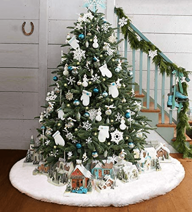 AISENO 48 Inch Christmas Tree Plush Skirt Decoration for Merry Christmas Party Faux Fur Christmas Tree Skirt Decorations Home & Garden > Decor > Seasonal & Holiday Decorations > Christmas Tree Skirts AISENO   