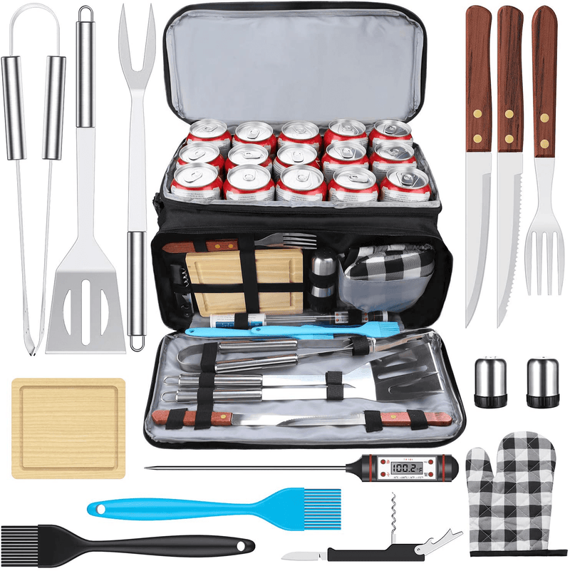 AISITIN BBQ Grill Accessories with Insulated Cooler Bag, Grill Utensils Set BBQ Grilling Accessories BBQ Tools Set, Stainless Steel Grill Set for Smoker, Camping, Kitchen Grill Tool Set for Men Sporting Goods > Outdoor Recreation > Camping & Hiking > Camping Tools AISITIN 15PCS  