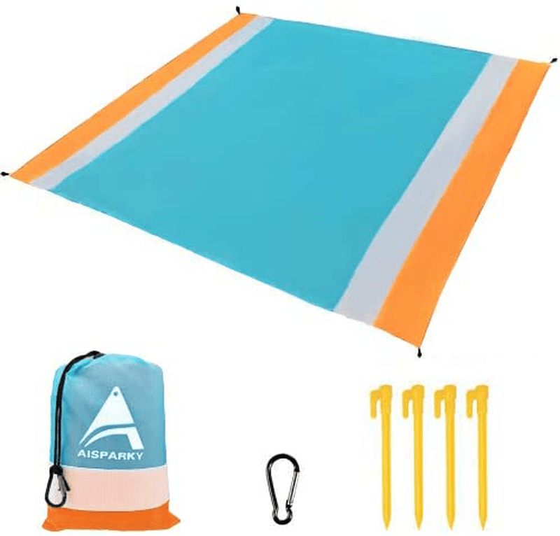 AISPARKY Beach Blanket, Beach Mat Outdoor Picnic Blanket Large Sand Proof Compact for 4-7 Persons Water Proof and Drying Mats Nylon Pocket Picnic for Outdoor Travel (Blue Blue(78" X 81")) Home & Garden > Lawn & Garden > Outdoor Living > Outdoor Blankets > Picnic Blankets AISPARKY Yellow Blue(78" X 81")  