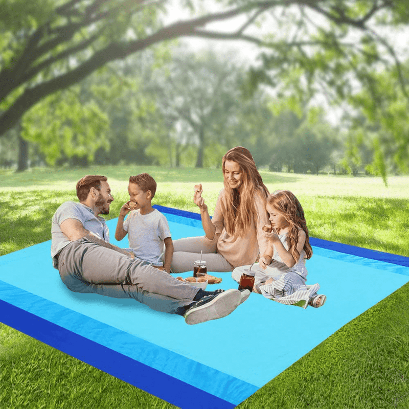 AISPARKY Beach Blanket, Beach Mat Outdoor Picnic Blanket Large Sand Proof Compact for 4-7 Persons Water Proof and Drying Mats Nylon Pocket Picnic for Outdoor Travel (Blue Blue(78" X 81")) Home & Garden > Lawn & Garden > Outdoor Living > Outdoor Blankets > Picnic Blankets AISPARKY   