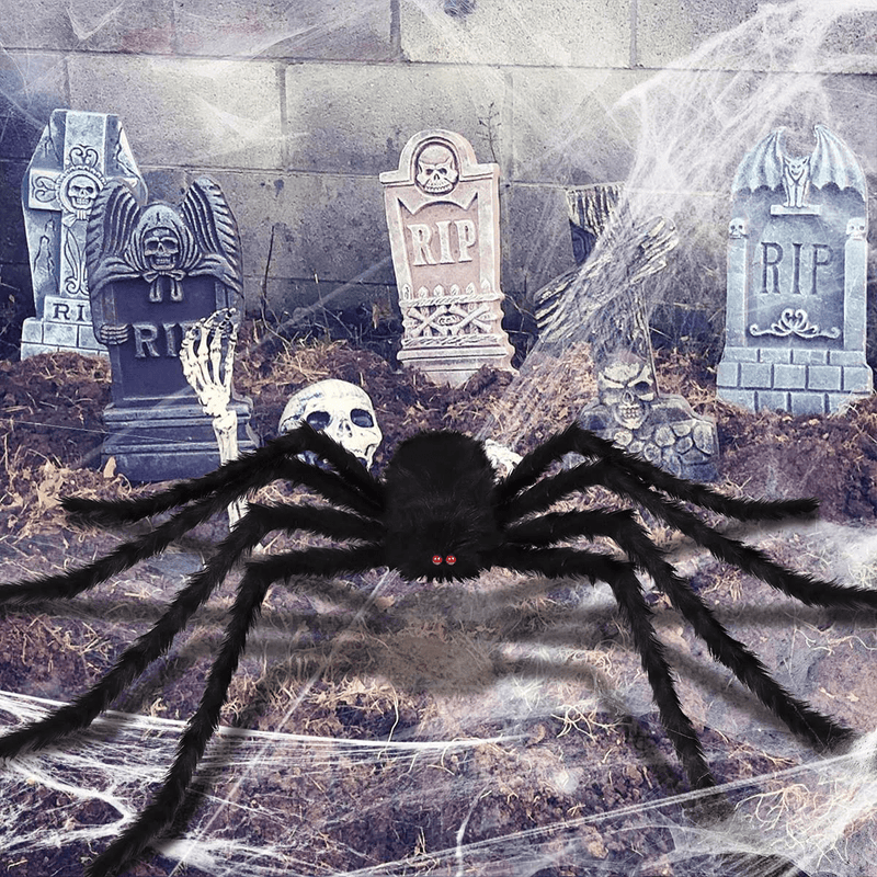 Aitok 7.5FT Halloween Spider Decorations, Large Fake Hairy Spider for Indoor Outdoor Halloween Decor Outside, 90 Inch Realistic Giant Spiders Props for Yard House Party Supplies Creepy Décor Arts & Entertainment > Party & Celebration > Party Supplies Aitok   