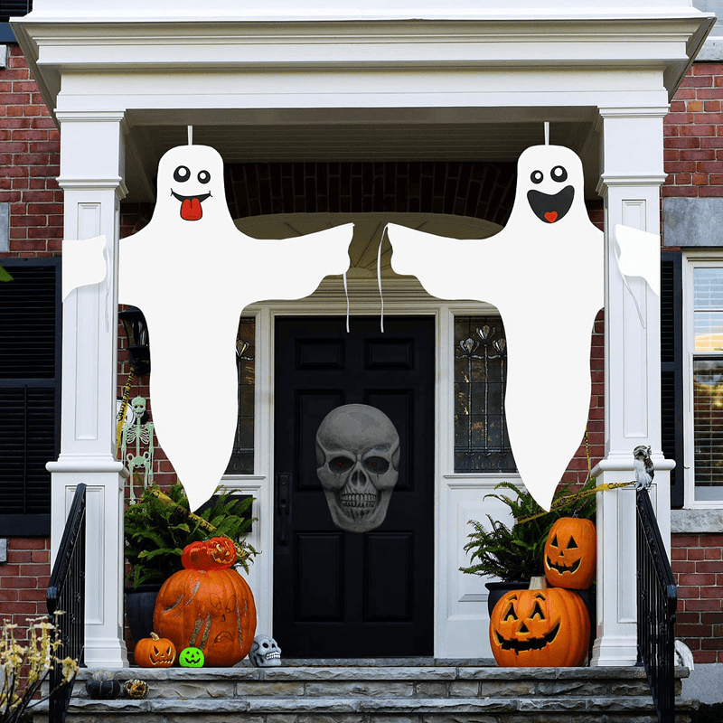 Aitok Halloween Ghost Hanging Decoration, 2 Pieces 47 Inch Ghost Windsock, White Smiling Friendly Ghost for Outdoor Yard Decoration Arts & Entertainment > Party & Celebration > Party Supplies Aitok Default Title  