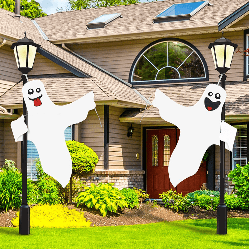 Aitok Halloween Ghost Hanging Decoration, 2 Pieces 47 Inch Ghost Windsock, White Smiling Friendly Ghost for Outdoor Yard Decoration Arts & Entertainment > Party & Celebration > Party Supplies Aitok   