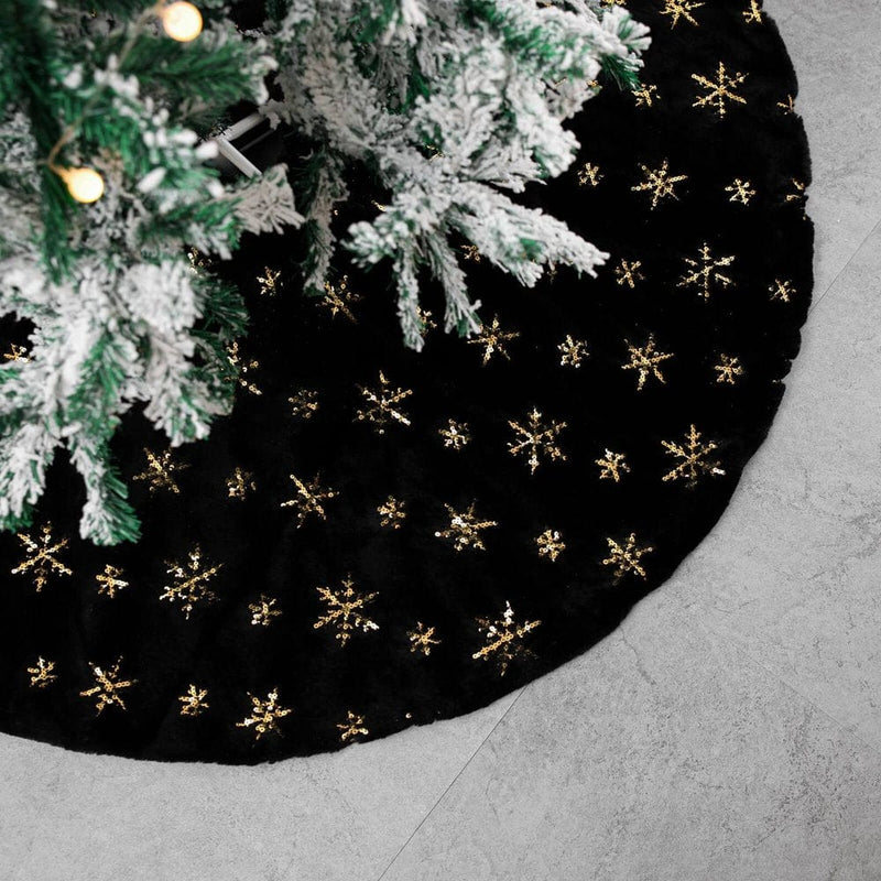 AIZHIWENG Large Snowflake Christmas Tree Skirt, 48 Inch for Party Decorations Black Home & Garden > Decor > Seasonal & Holiday Decorations > Christmas Tree Skirts AIZHIWENG   