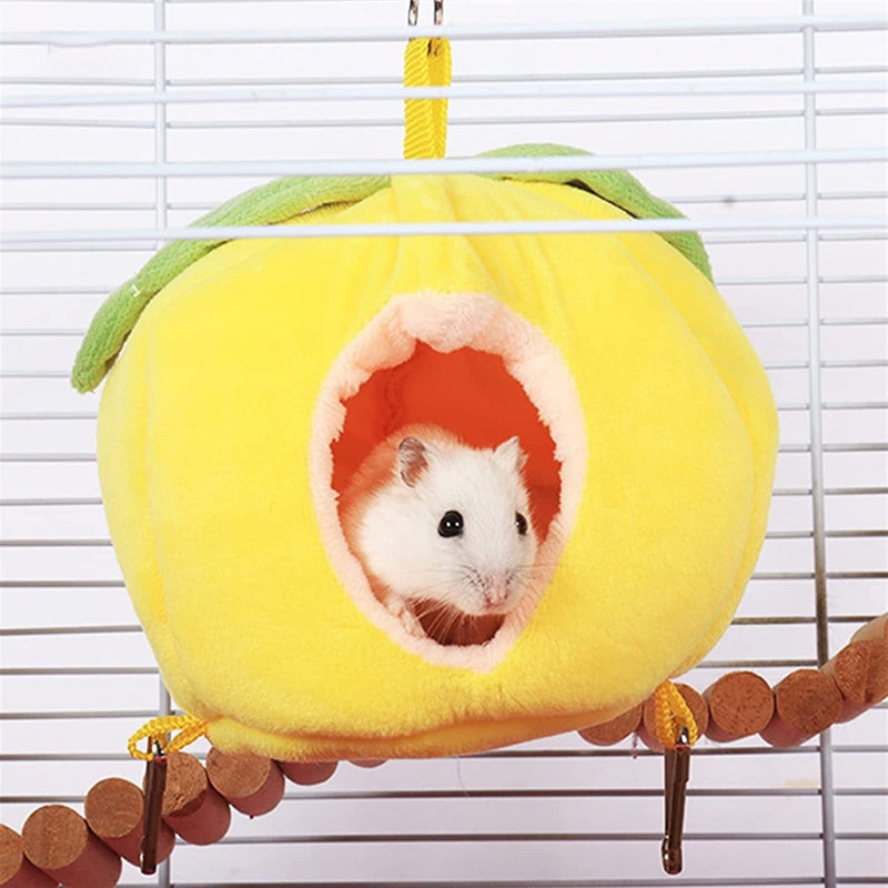 AJITH Hanging Hamster House Guinea Pig Cage Cute Peach Shape Super Warm Winter Pet Toy Chinchilla Cotton Nest Small Animal Accessories (Color : Pink) Animals & Pet Supplies > Pet Supplies > Bird Supplies > Bird Cages & Stands AJITH   