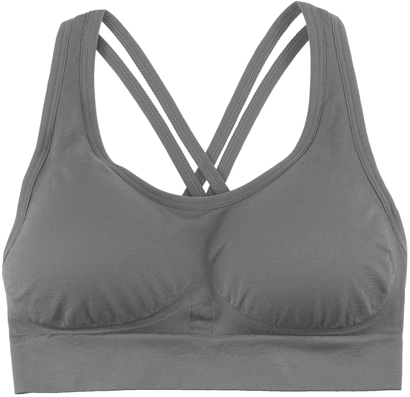AKAMC 3 Pack Women's Medium Support Cross Back Wirefree Removable Cups Yoga Sport Bra Apparel & Accessories > Clothing > Underwear & Socks > Bras AKAMC   