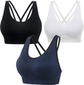 AKAMC 3 Pack Women's Medium Support Cross Back Wirefree Removable Cups Yoga Sport Bra Apparel & Accessories > Clothing > Underwear & Socks > Bras AKAMC 3 Pack Dk01 3X-Large 