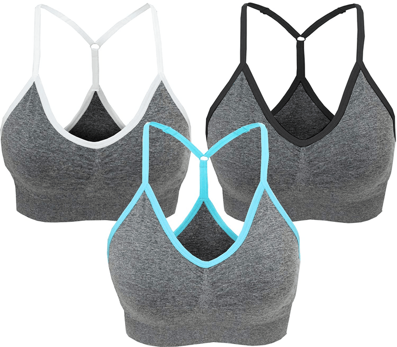 AKAMC 3 Pack Women's Medium Support Cross Back Wirefree Removable Cups Yoga Sport Bra Apparel & Accessories > Clothing > Underwear & Socks > Bras AKAMC 3 Pack Style Kd04 XX-Large 