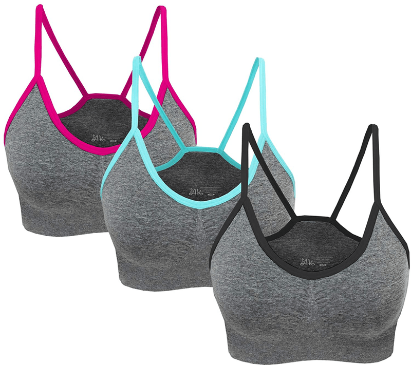 AKAMC 3 Pack Women's Medium Support Cross Back Wirefree Removable Cups Yoga Sport Bra Apparel & Accessories > Clothing > Underwear & Socks > Bras AKAMC 3 Pack Style Kd03 Large 