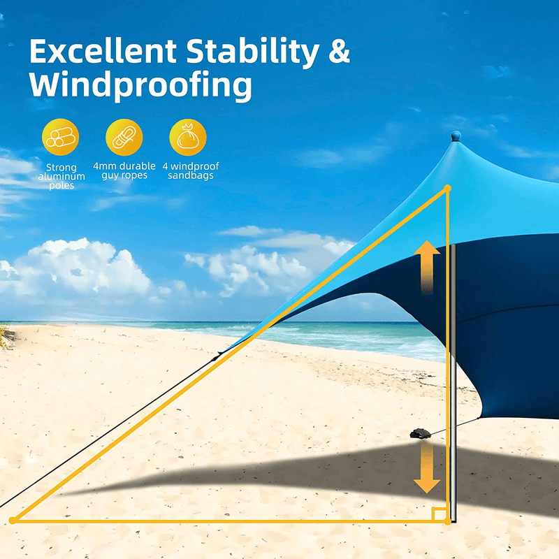 AKASO Beach Tent, Portable Beach Canopy Sun Shelter UPF50+ for 6-8 People, for Beach, Camping Trips, Fishing, Backyard or Picnics (10×10 FT with 2 Poles) Sporting Goods > Outdoor Recreation > Camping & Hiking > Tent Accessories AKASO-Store   