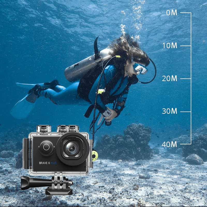 AKASO Brave 6 Plus Native 4K30FPS 20MP WiFi Action Camera with Touch Screen EIS 8X Zoom Voice Control Remote Control 131 Feet Underwater Camera with 2X 1350mAh Batteries and Helmet Accessories Kit Cameras & Optics > Cameras > Video Cameras AKASO   