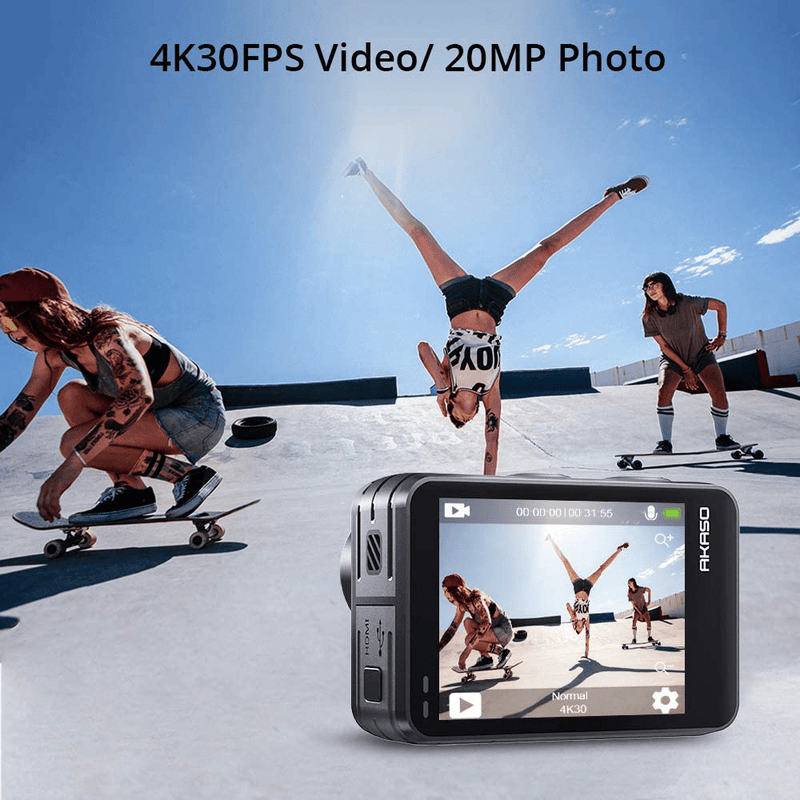 AKASO Brave 7 LE 4K30FPS 20MP WiFi Action Camera with Touch Screen Vlog Camera EIS 2.0 Remote Control 131 Feet Underwater Camera with 2X 1350mAh Batteries Cameras & Optics > Cameras > Video Cameras AKASO   