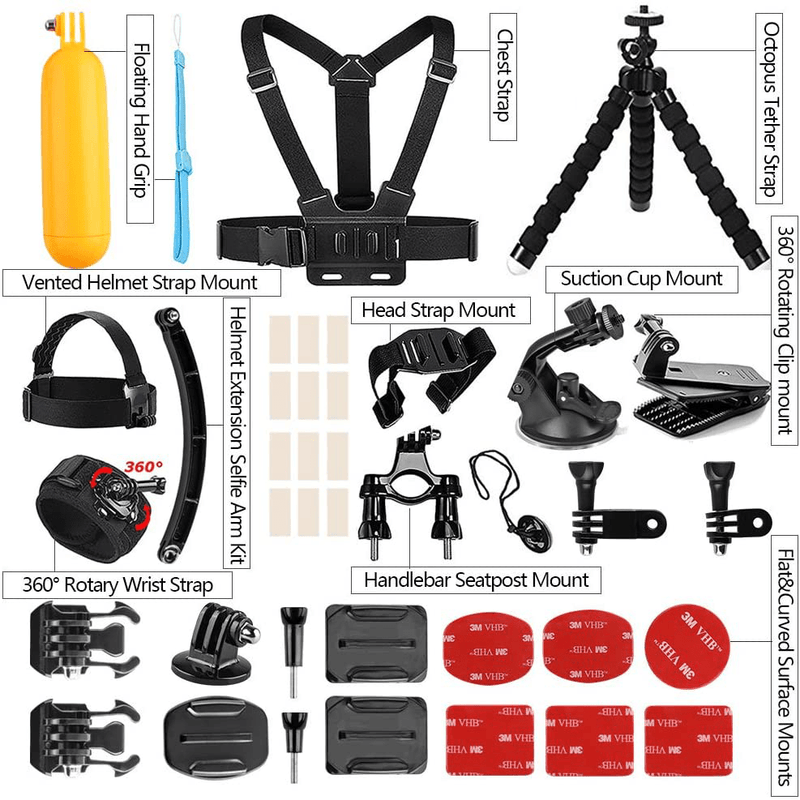 AKASO Outdoor Sports Action Camera Accessories Kit 14 in 1 for AKASO EK7000/ EK7000 Pro/Brave 4/ Brave 7 LE/ V50X/ V50 Pro/ V50 Elite/Go Pro Hero 9 in Swimming Any Other Outdoor Sports