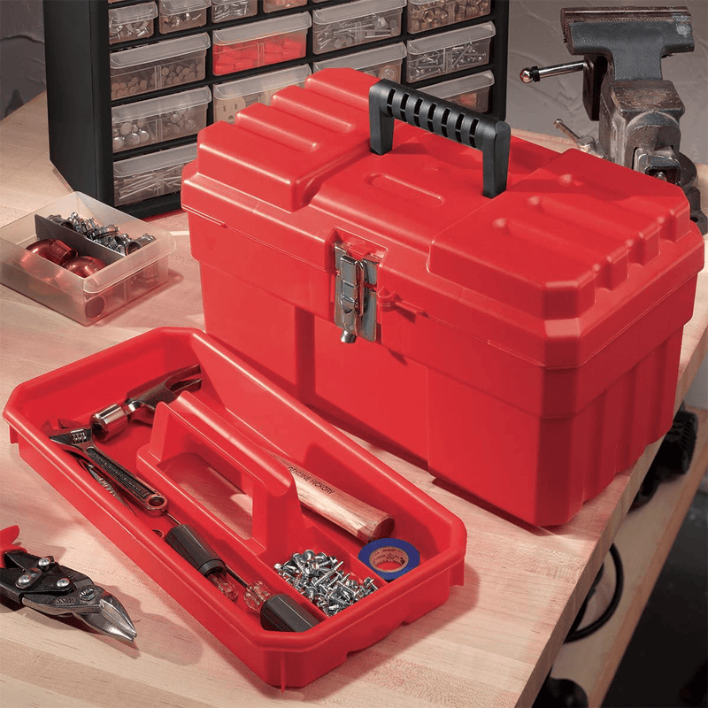 Akro-Mils 09514 ProBox 14-Inch Plastic Toolbox for Tools, Hobby or Craft Storage Toolbox with Removable Tray, 14-Inch x 8-Inch x 8-Inch, Red Hardware > Hardware Accessories > Tool Storage & Organization Akro-Mils   