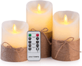 Aku Tonpa Flameless Candles Battery Operated Pillar Real Wax Electric LED Candle Gift Set with Remote Control and Timer, 4" 5" 6" Pack of 3 (Ivory Wax with Hemp Rope) Home & Garden > Decor > Home Fragrances > Candles Aku Tonpa Ivory Wax With Hemp Rope  
