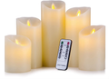 Aku Tonpa Flameless Candles Battery Operated Pillar Real Wax Electric LED Candle Gift Set with Remote Control and Timer, 4" 5" 6" Pack of 3 (Ivory Wax with Hemp Rope) Home & Garden > Decor > Home Fragrances > Candles Aku Tonpa Ivory, Set of 5  