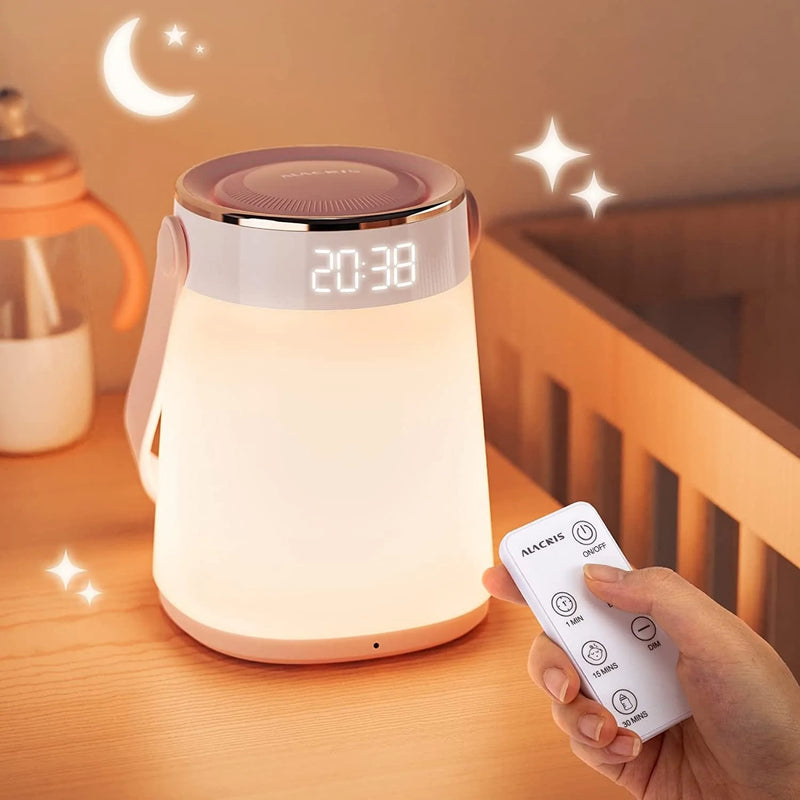 ALACRIS Bedside Lamp, Portable Nursery Night Light with Remote Control Timing and Temperature Display, Dimmable Warm Night Light for Babies Breastfeeding and Sleep Aid, Kids Alarm Clock Night Light Home & Garden > Lighting > Night Lights & Ambient Lighting ALACRIS   