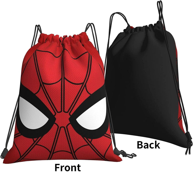 ALBC Favorite Superheros Drawstring Backpack Camping Tote Bag Travel Party Sport Training Beach Gym Pack Bag for Girls Boys Teens Red