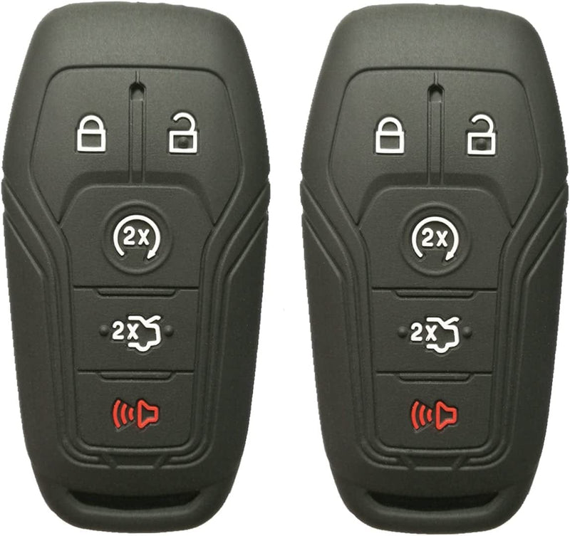 Alegender Qty(2) Silicone Smart Key Fob Cover Case Protector Jacket Accessories for 2016 2017 Ford Fusion Mustang F150 Lincoln MKZ MKC MKX Keyless Entry Smart Remote 5 Buttons Sporting Goods > Outdoor Recreation > Winter Sports & Activities Alegender 2Pcs Black  