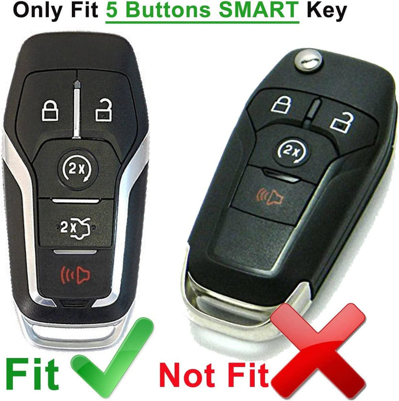 Alegender Qty(2) Silicone Smart Key Fob Cover Case Protector Jacket Accessories for 2016 2017 Ford Fusion Mustang F150 Lincoln MKZ MKC MKX Keyless Entry Smart Remote 5 Buttons