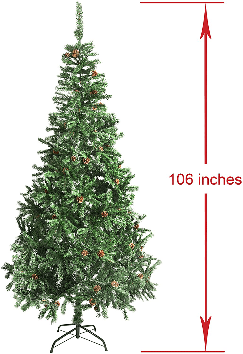 ALEKO CTPC106H17 Artificial Holiday Christmas Tree Premium Pine with Stand and Pine Cones 9 Foot Green Home & Garden > Decor > Seasonal & Holiday Decorations > Christmas Tree Stands ALEKO   