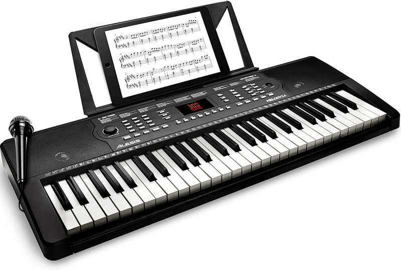 Alesis Melody 61 MKII - 61 Key Music Keyboard / Digital Piano with Built-In Speakers, Headphones, Microphone, Piano Stand, Music Rest and Stool  Alesis Melody 54  