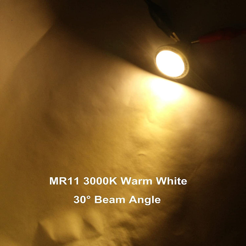 ALIDE MR11 GU4 Led Bulbs 3000K Soft Warm White 3W, Replace 10W 20W 35W Halogen Equivalent,12V MR11 GU4 Low Voltage Spotlights for Outdoor Landscape Flood Yard Track Lighting,Not Dimmable,30 Deg,6 Pack