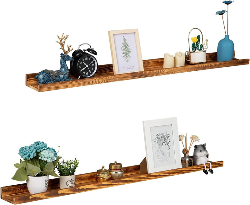 ALIMORDEN Extra Long Wall Ledge Photo Shelf 48 Inch, Set of 2 Display Pine Floating Shelves for Living Room, Bedroom, Kitchen and Office Furniture > Shelving > Wall Shelves & Ledges ALIMORDEN   