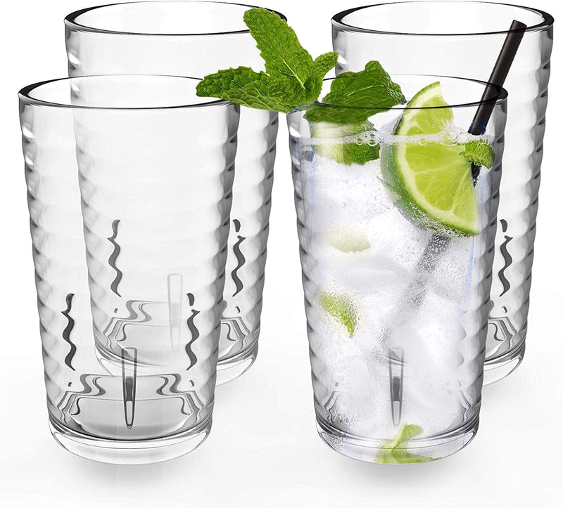 ALIMOTA Plastic Tumblers Cups, [UNBREAKABLE Acrylic] Plastic Water Tumbler Drinking Glasses, 13-Ounce Set of 4, Shatter-Proof, Dishwasher Safe, BPA Free, Reusable Cups for Water, Juice, Cocktail Home & Garden > Kitchen & Dining > Tableware > Drinkware ALIMOTA Clear-4pcs-13OZ  
