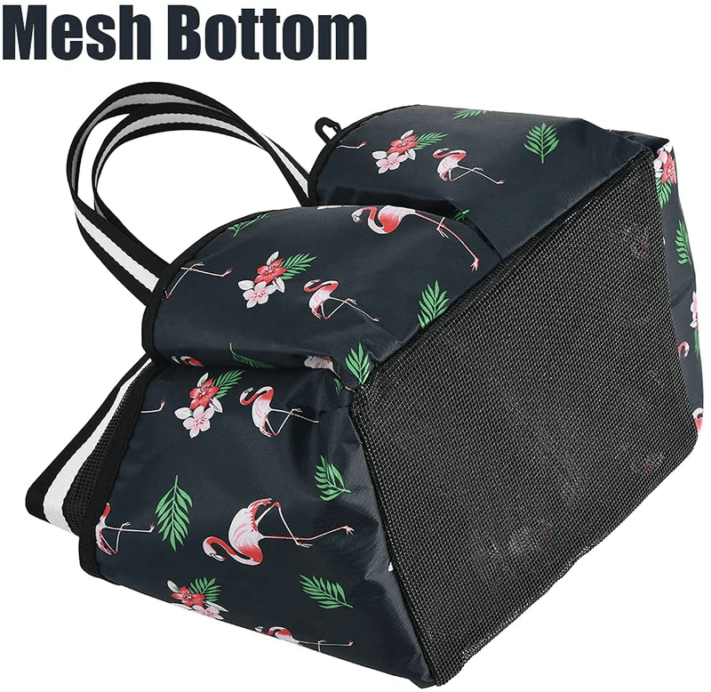 ALINK Mesh Shower Caddy Basket, Portable Travel Toiletry Bag for College Dorm Bathroom Gym - Flamingo Design