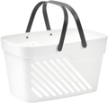 ALINK Portable Shower Caddy Basket with Handle, Plastic Storage Organzer Tote for Bathroom, College Dorm, Kitchen, Camp, Gym - White