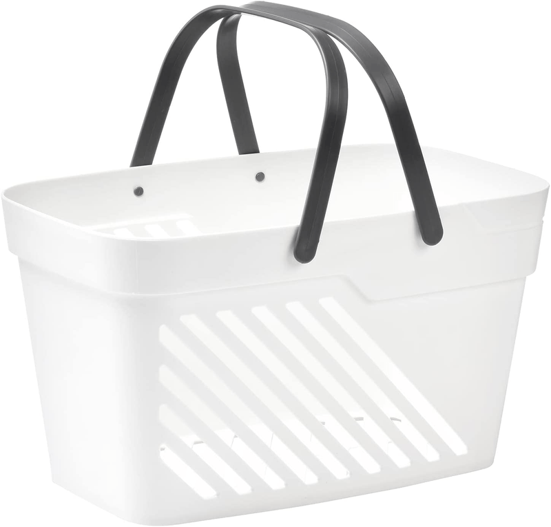 ALINK Portable Shower Caddy Basket with Handle, Plastic Storage Organzer Tote for Bathroom, College Dorm, Kitchen, Camp, Gym - White Sporting Goods > Outdoor Recreation > Camping & Hiking > Portable Toilets & Showers ALINK White  