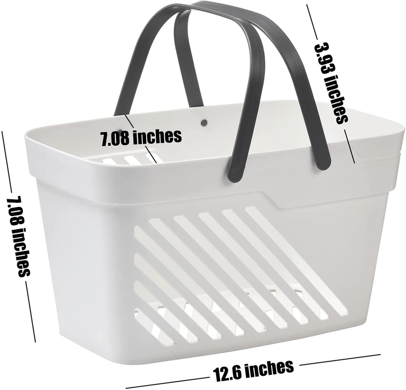 ALINK Portable Shower Caddy Basket with Handle, Plastic Storage Organzer Tote for Bathroom, College Dorm, Kitchen, Camp, Gym - White Sporting Goods > Outdoor Recreation > Camping & Hiking > Portable Toilets & Showers ALINK   