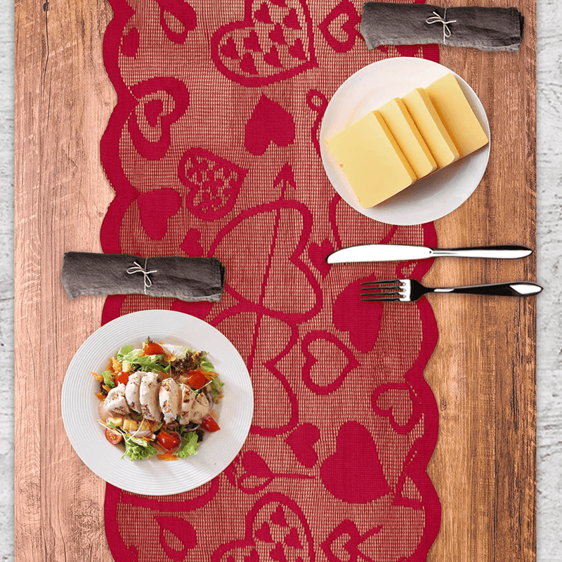 Alishomtll 2 Pack Valentine Day Table Runner with Red Love Heart Table Runner Lace Festival Table Runner for Wedding Party, Valentines Decorations Valentine Table Outdoor Decoration 12 × 70 Inches Home & Garden > Decor > Seasonal & Holiday Decorations Alishomtll   