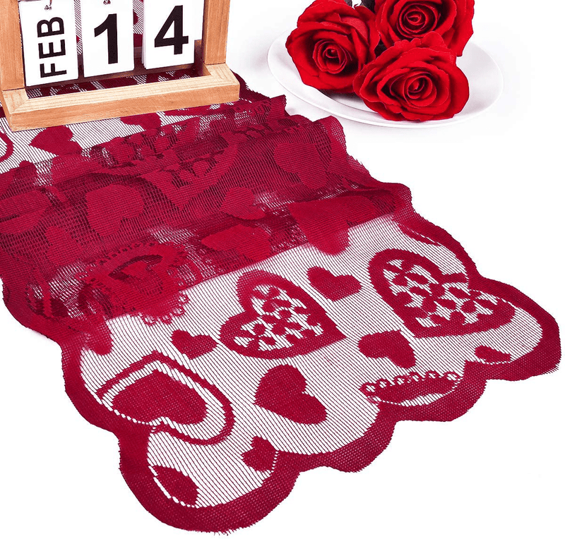 Alishomtll 2 Pack Valentine Day Table Runner with Red Love Heart Table Runner Lace Festival Table Runner for Wedding Party, Valentines Decorations Valentine Table Outdoor Decoration 12 × 70 Inches Home & Garden > Decor > Seasonal & Holiday Decorations Alishomtll   