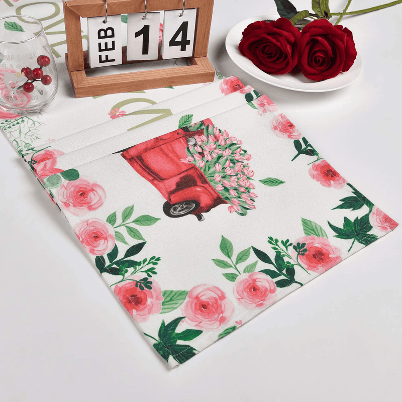 Alishomtll Valentine'S Day Table Runner Rose Flower Table Runners Red Truck Table Runners for Mother'S Day, Spring, Wedding Party, Gift, Decor, 14 × 70 Inches Home & Garden > Decor > Seasonal & Holiday Decorations Alishomtll   
