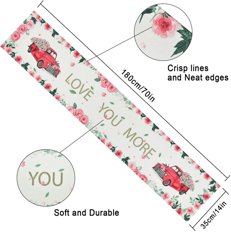 Alishomtll Valentine'S Day Table Runner Rose Flower Table Runners Red Truck Table Runners for Mother'S Day, Spring, Wedding Party, Gift, Decor, 14 × 70 Inches Home & Garden > Decor > Seasonal & Holiday Decorations Alishomtll   