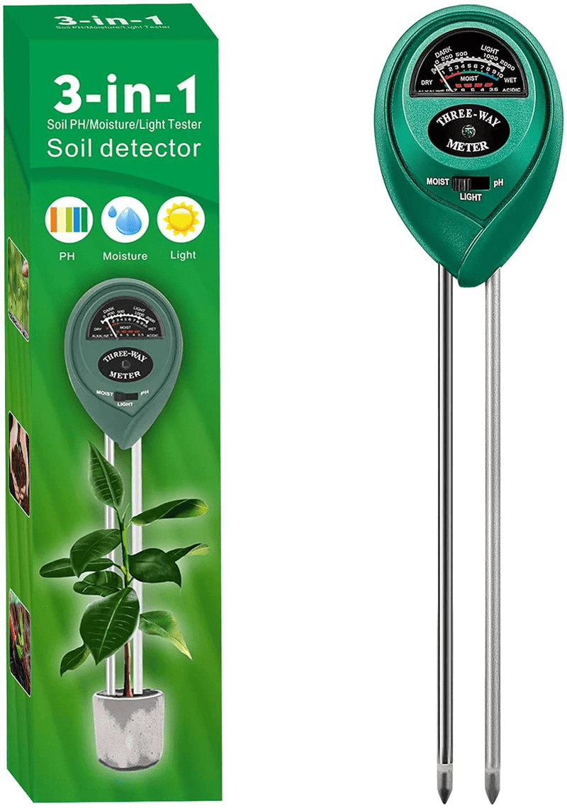 Alkey Soil Moisture Meter - 3 in 1 Soil Tester Kits with Soil Moisture/Light/pH Tester, Gardening Tool Kit for Plants, Suitable for Indoor & Outdoor, Gardens, Lawn, Farms Use