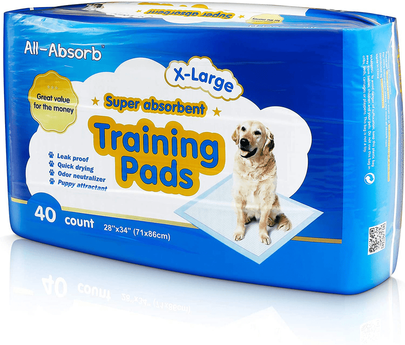 All-absorb Extra Large Training Pads 28-inch by 34-inch, 40-Count Animals & Pet Supplies > Pet Supplies > Dog Supplies > Dog Diaper Pads & Liners All-Absorb 40 Count (Pack of 1)  