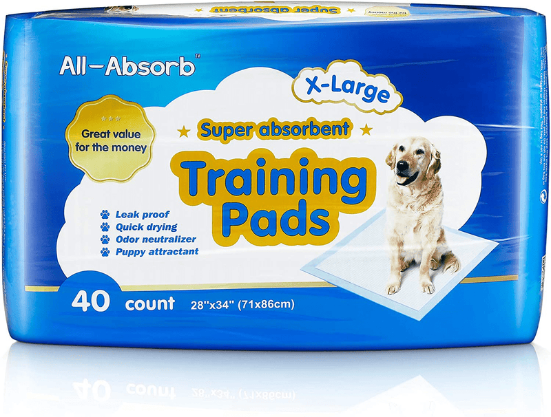 All-absorb Extra Large Training Pads 28-inch by 34-inch, 40-Count Animals & Pet Supplies > Pet Supplies > Dog Supplies > Dog Diaper Pads & Liners All-Absorb   