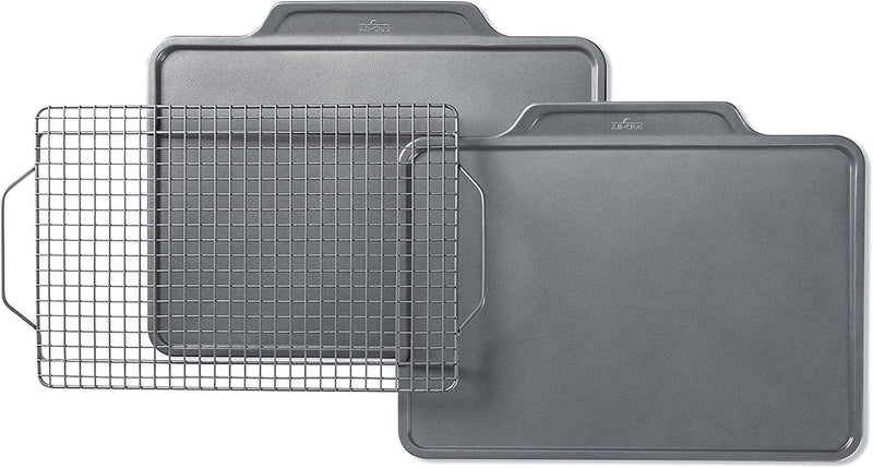 All-Clad Pro-Release Nonstick Bakeware Set Including Cookie Sheet, Cooling & Baking Rack, 3 Piece, Gray
